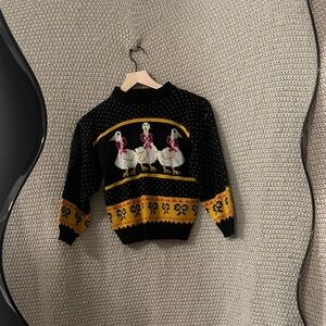 Vintage Black Sweater with Duck Design